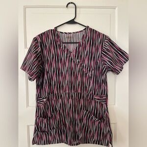 Striped V-Neck Scrub Top